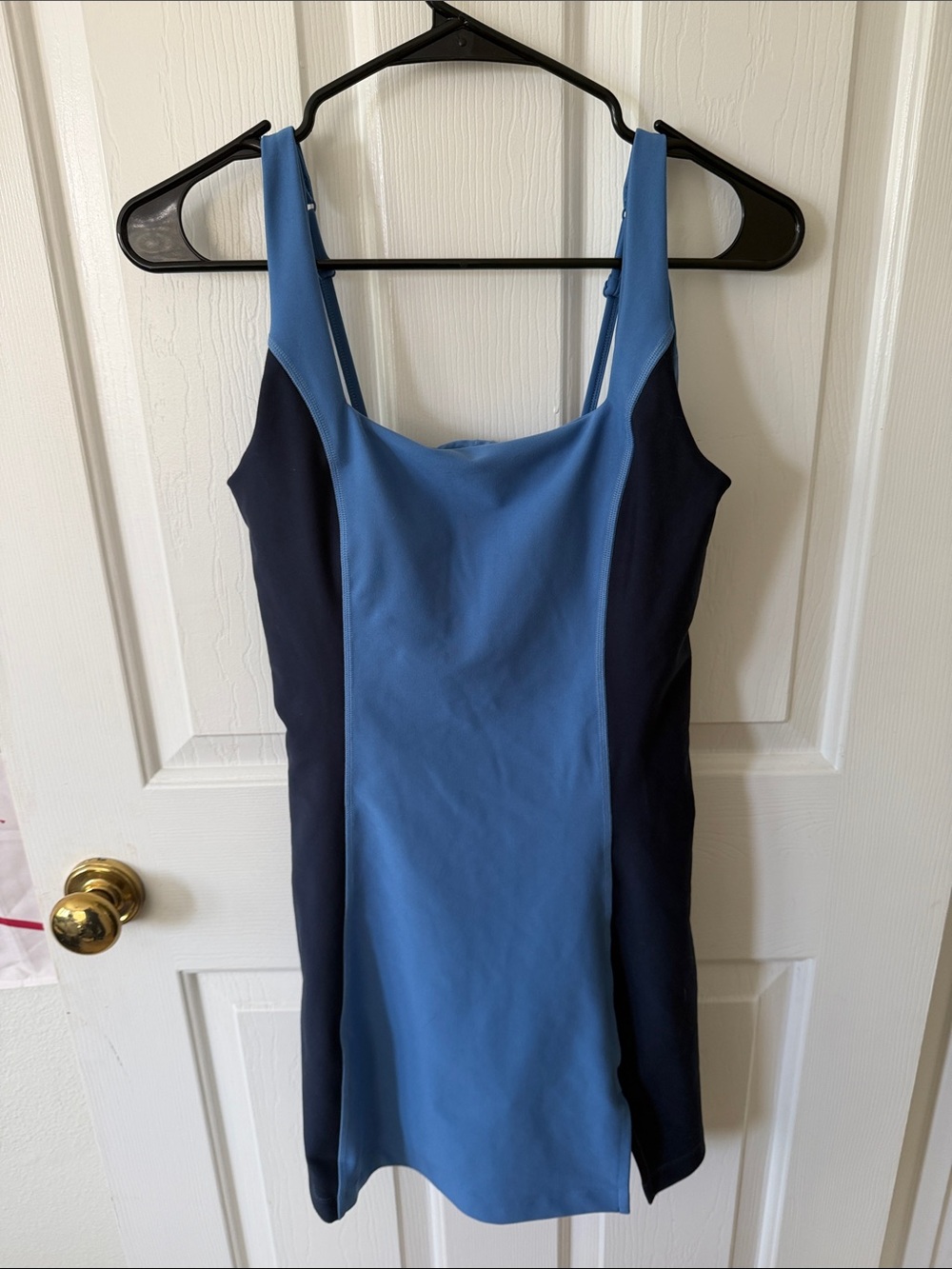 Two-Tone Blue Panel Mini Dress